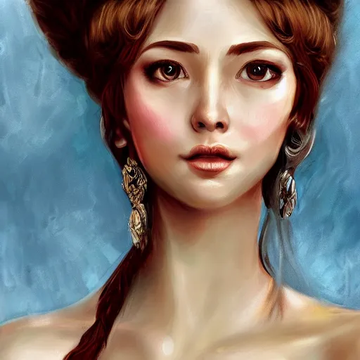 Prompt: Renaissance royal lady girl art drawn in art style of WLOP full HD 4K highest quality realistic beautiful gorgeous natural WLOP artist painting