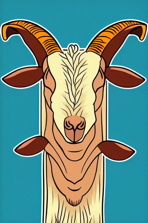 Image similar to Portrait of a savage goat, anime, sticker, colorful, illustration, highly detailed, simple, smooth and clean vector curves, no jagged lines, vector art, smooth