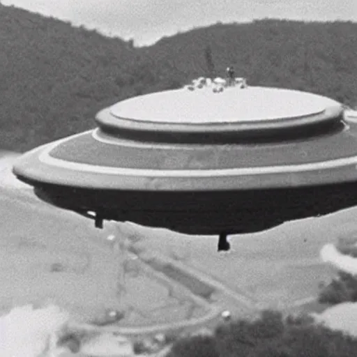Prompt: old photo of a ufo