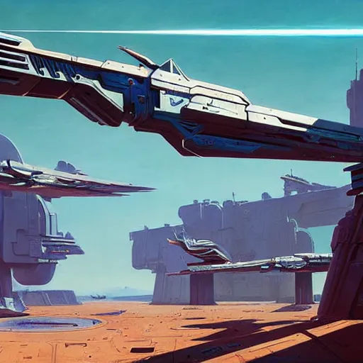 Image similar to futuristic weapons, hyperrealism, no blur, 4 k resolution, ultra detailed, style of style of robert mccall, syd mead, tyler edlin, wes anderson, greg rutkowski