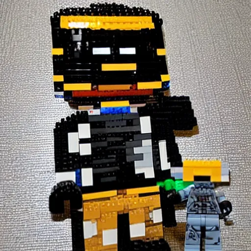 Prompt: a terminator made of legos