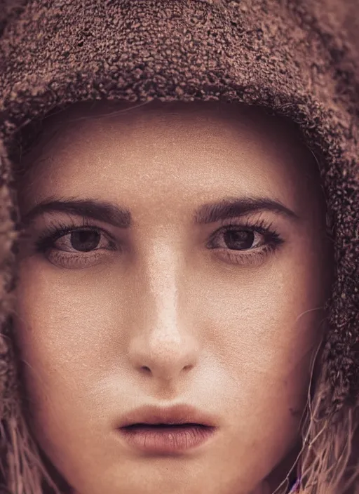 Image similar to portrait of a very beautiful!!!! woman! symmetric face, petzval lens art photography. sharp eyes