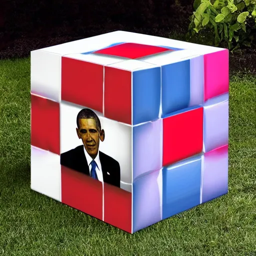 Image similar to obama cube, a cube with all four sides depicting a picture of barack obama