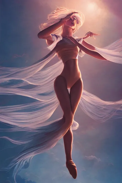 Prompt: dancer in the wind by artgerm, retrofuturism, reimagined by industrial light and magic