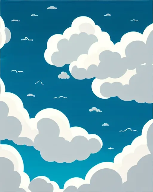 Image similar to realistic clouds illustration, vector art, midday, digital art, trending on artstation, gradient colors, fisheye perspective