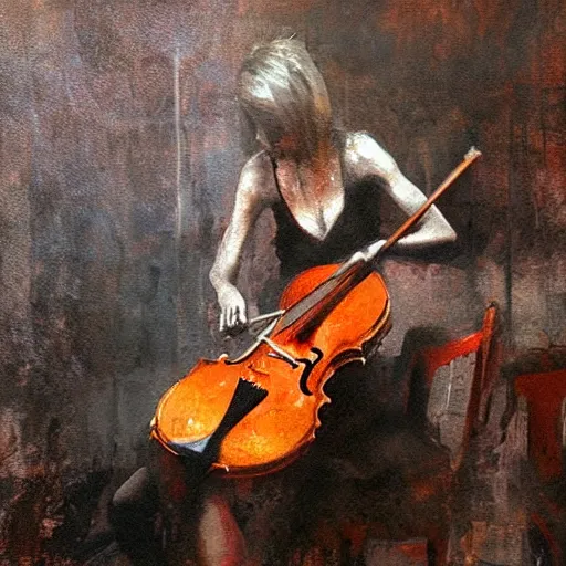 Image similar to satan playing violin by jeremy mann