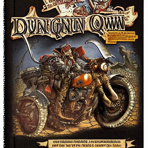 Image similar to dungeons and dragons, goblin outlaw gang on motorcycles, concept art, players handbook, very detailed, mechanic, schematic, illustration, stats