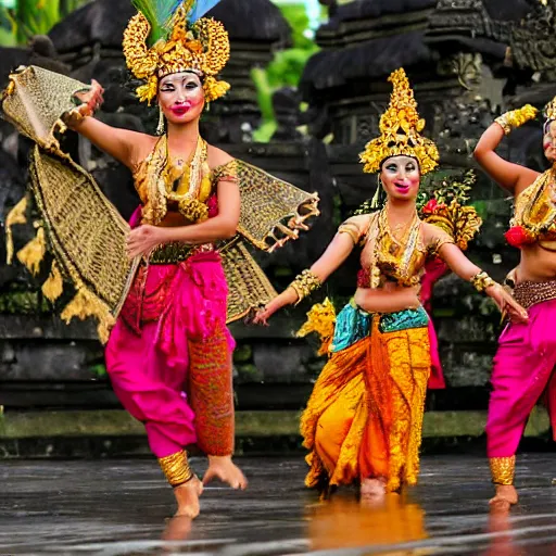 Image similar to bali island, balinese dancers, perfect faces