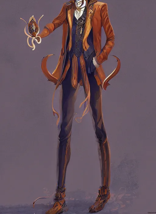 Image similar to tall thin male, jack pumpkinhead, full body character concept, art nouveau, super powers, fantasy, intricate, elegant, highly detailed, digital painting, artstation, concept art, shining, sharp focus, illustration, art by stanley lau