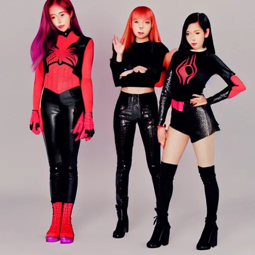 Image similar to blackpink as Spiderwoman