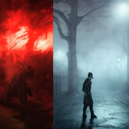 Prompt: climatechangepunk soviet policeman, fog, darkness, evil, magic the gathering artwork, D&D, fantasy, cinematic lighting, centered, symmetrical, highly detailed, digital painting, artstation, concept art, smooth, sharp focus, illustration, volumetric lighting, epic Composition, 8k, art by Akihiko Yoshida and Greg Rutkowski and Craig Mullins, oil painting, cgsociety