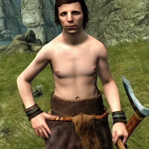 Image similar to Michael cera as scrawny barbarian in Skyrim