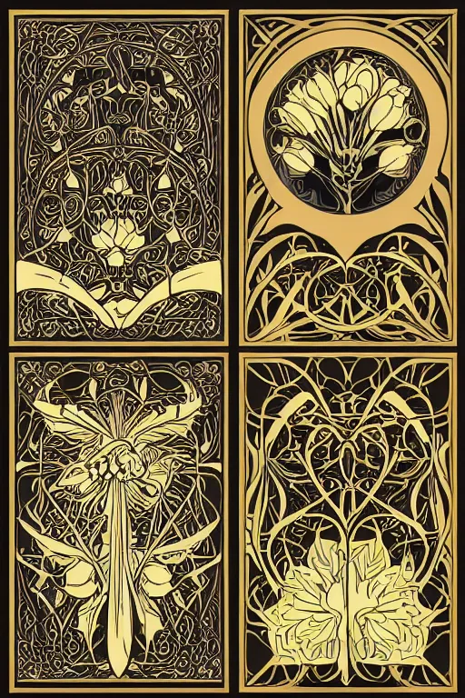 Prompt: vector images, art nouveau border designs