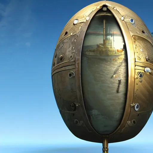 Image similar to enormous flying city faberge egg, sky, steampunk, fantasy art, unreal engine,