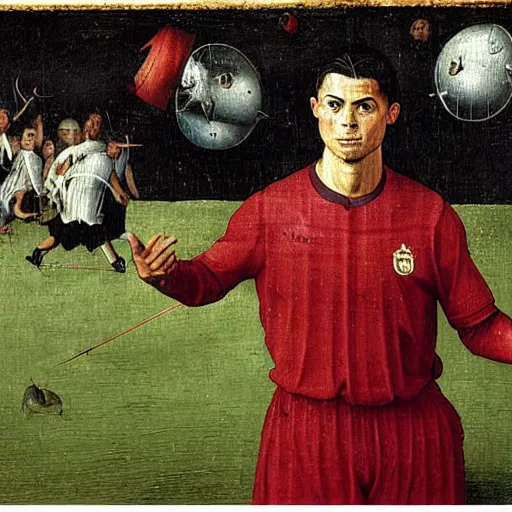 Image similar to cristiano ronaldo by hieronymus bosch,