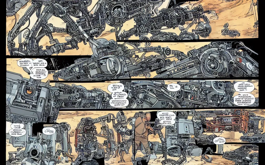 Prompt: complex alien technology in the form of a large machine, with many small parts and strange symbols by steve dillon and masaaki sasamoto, style of cottagecore
