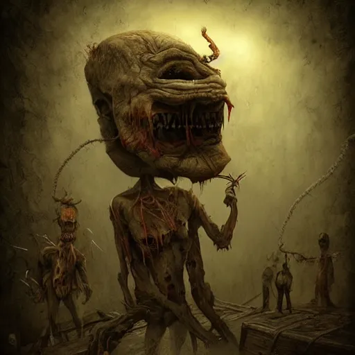 Prompt: a creepy circus in the style of Anton Semenov, realistic painting, high definition, digital art, matte painting, very detailed, realistic