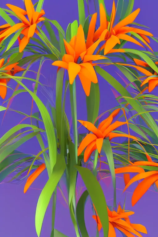 Prompt: a colorful, metallic strelitzia, ( ( ( ( jonathan zawada ) ) ) ) a computer rendering by agnes lawrence pelton, flume cover art style, featured on polycount, computer art, rendered in cinema 4 d, octane render, rendered in maya