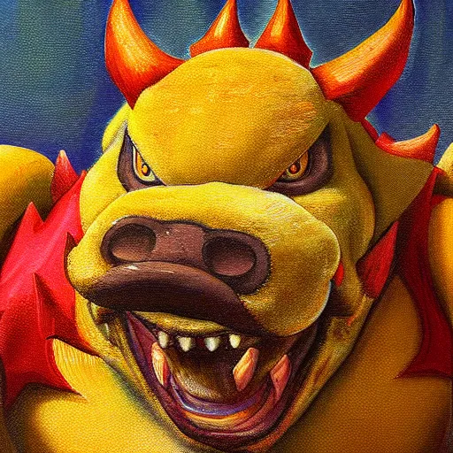 Prompt: a painting of bowser by rj palmer - 9