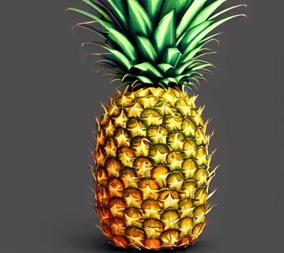 Image similar to hd wallpaper of a pineapple with a face, legs and arms, octane render, 8 k, hyperrealistic, unreal 5, intricate detail, cinematic, studio lighting, concept art, trending on artstation