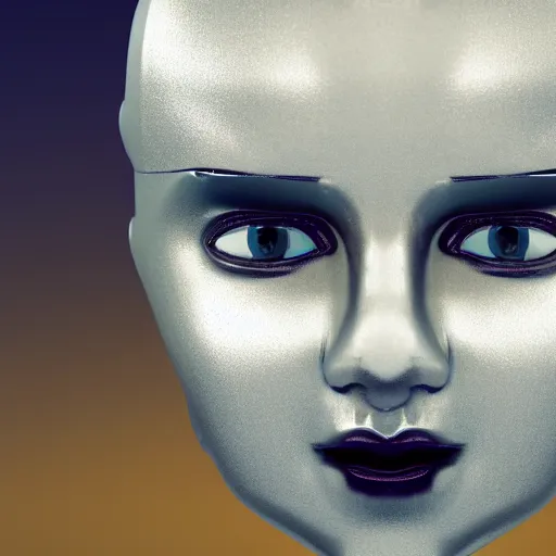 Image similar to portrait photo of a humanoid robot with a translucent head, subsurface scattering