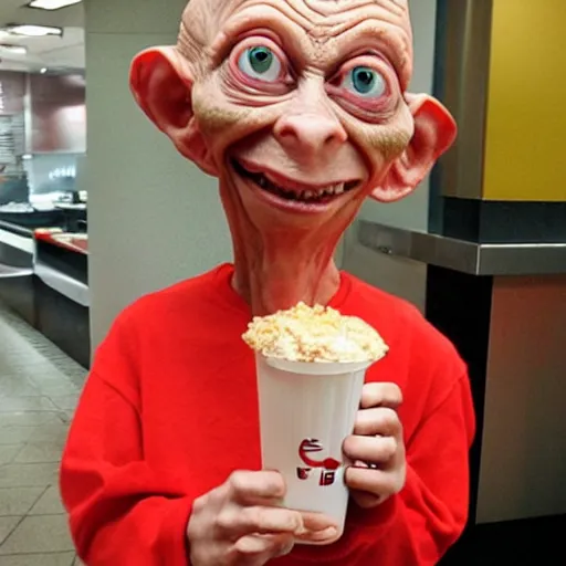 Image similar to gollum at kfc