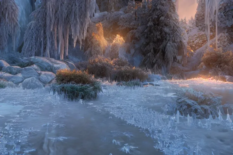 Image similar to ultra detailed fantasy, a beautiful frozen elsa global illumination hdr render in unreal engine 5