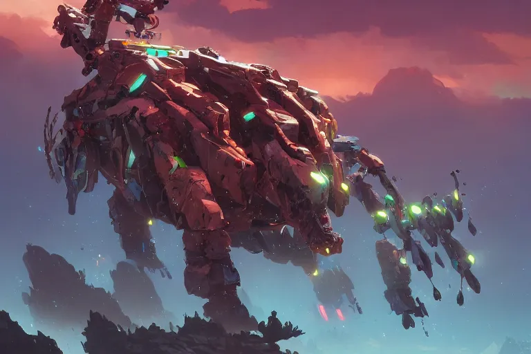 Image similar to tremortusk machine mecha animal beast robot of horizon forbidden west horizon zero dawn bioluminiscence, behance hd by jesper ejsing, by rhads, makoto shinkai and lois van baarle, ilya kuvshinov, rossdraws global illumination