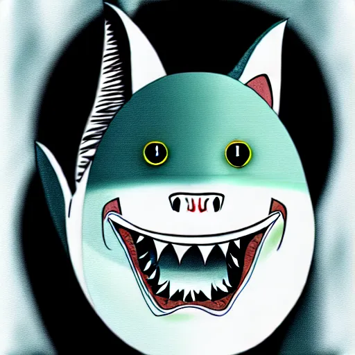 Image similar to shark cat hybrid, ilustration.