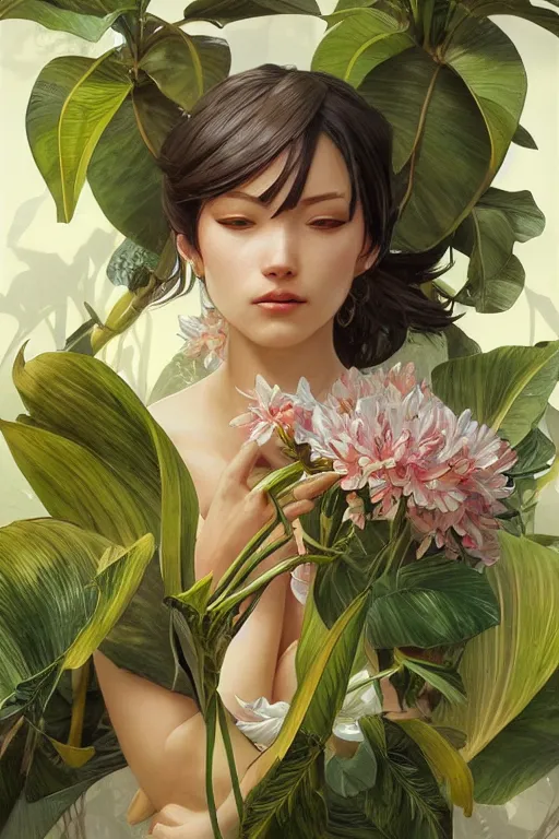 Prompt: ultra realistic illustration, banana plants drawing, japanese art, elegant, highly detailed, digital painting, concept art, smooth, sharp focus, illustration, art by artgerm and greg rutkowski and alphonse mucha