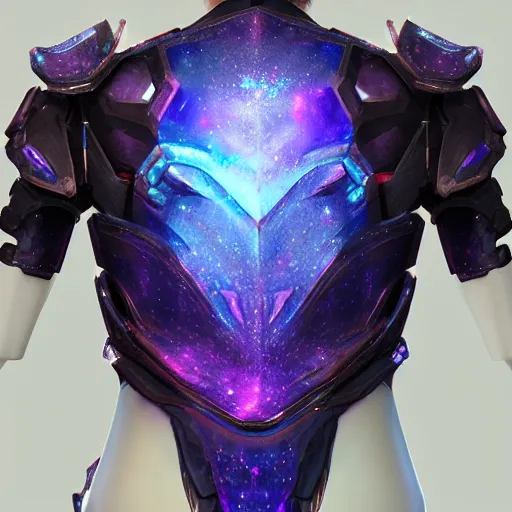 Image similar to Spaulder shoulder Armor set made of galaxies and sci fi parts conjuring cosmic energy, smooth, intricate, elegant, galactic energy, power aura, digital render, artstation, concept art, high tech fantasy, sharp focus, photorealism, art by Jason Chan and Riot Studios and Blizzard Studios, Unreal engine 5