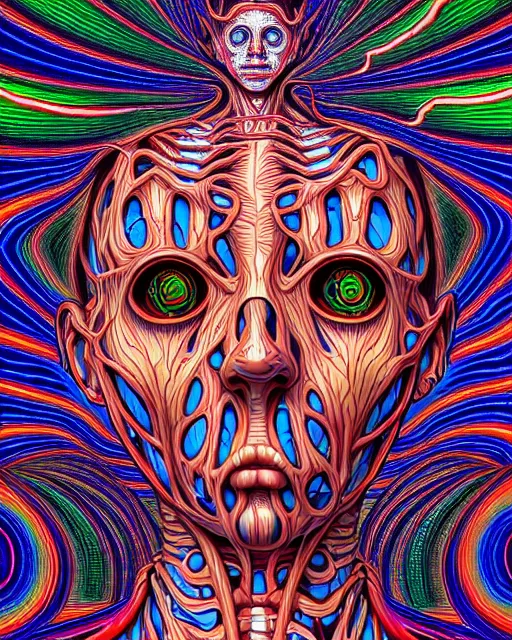 Prompt: human spirit breaking away from the body, conjuring psychedelic background, part by shintaro kago, part by alex gray, ross tran, james jean, ultra realistic, highly detailed, 8 k, trending on artstation, symmetry