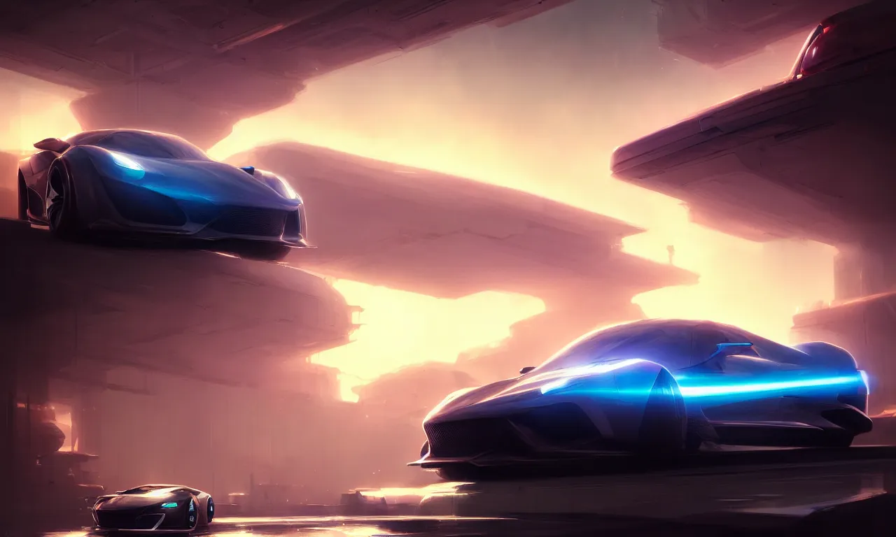 Image similar to Super car, concept art, low angle, high detail, warm lighting, volumetric, godrays, vivid, beautiful, trending on artstation, by Jordan grimmer, art greg rutkowski