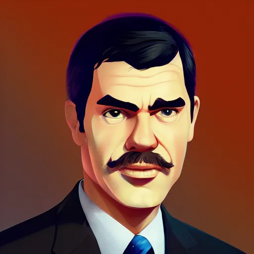 Image similar to Portrait of Pedro Sanchez, spanish prime minister, mattepainting concept Blizzard pixar maya engine on stylized background splash comics global illumination lighting artstation lois van baarle, ilya kuvshinov, rossdraws