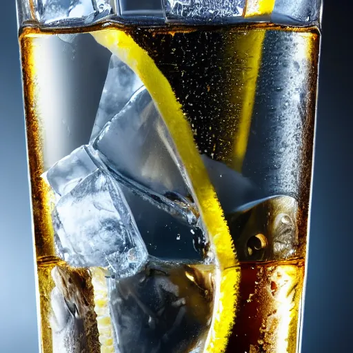 Prompt: ice - t, inside tall iced tea glass with ice, golden hour, realistic, sharp focus, 8 k high definition, insanely detailed, intricate, elegant, lemon