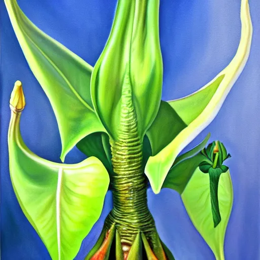 Prompt: realistic painting of a brugmansia suaveolens flower