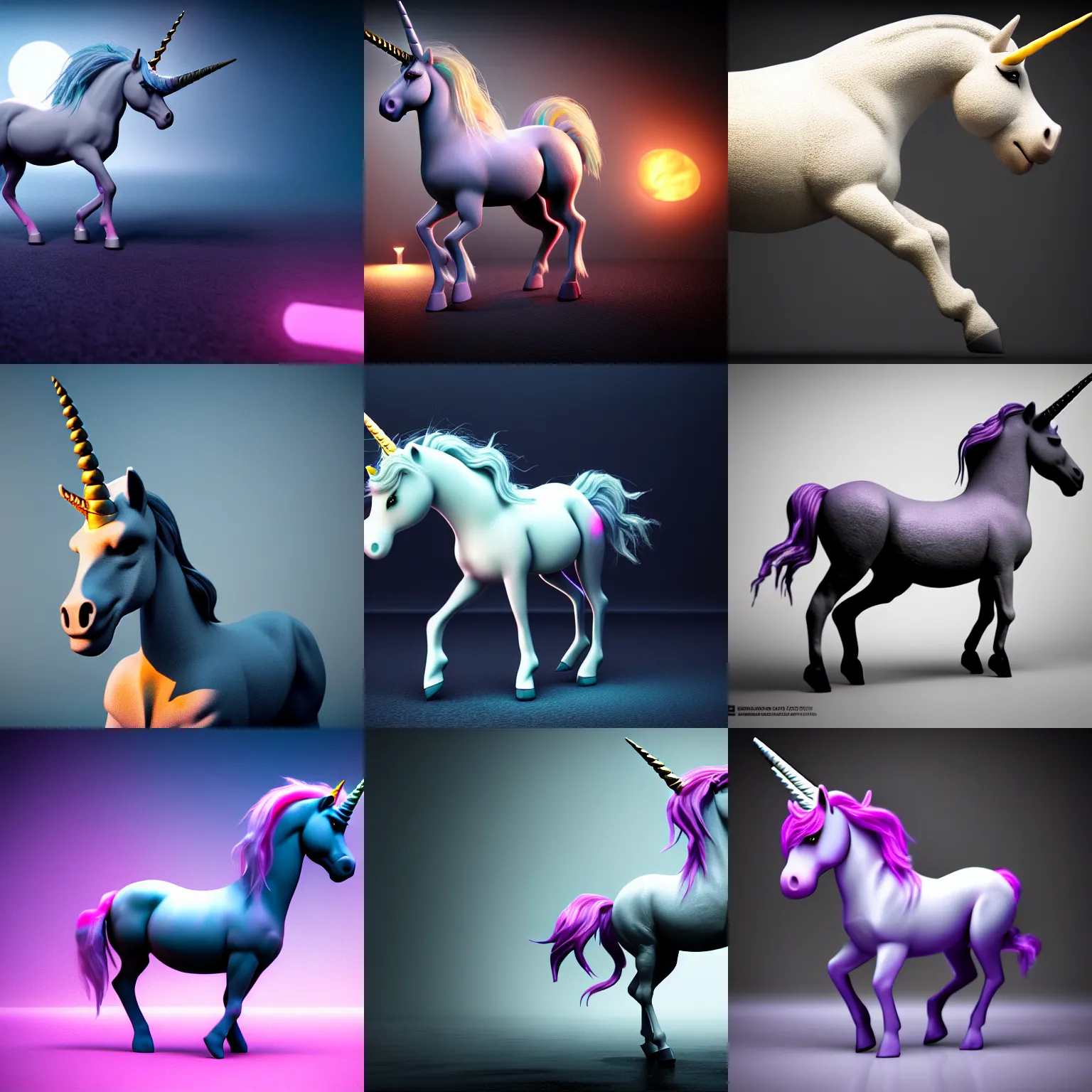 Prompt: nightmare unicorn, octane render
