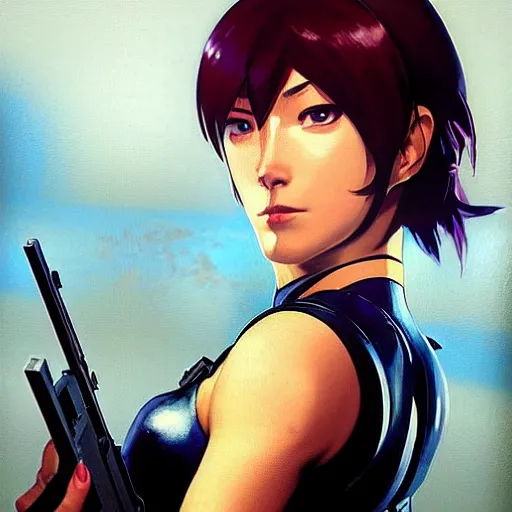 Image similar to greg manchess portrait painting of partially armored motoko kusanagi as overwatch character, medium shot, asymmetrical, profile picture, organic painting, sunny day, matte painting, bold shapes, hard edges, street art, trending on artstation, by huang guangjian, gil elvgren, ruan jia, greg rutkowski, gaston bussiere