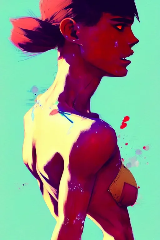 Image similar to a ultradetailed beautiful painting of a stylish boxer girl, by conrad roset, greg rutkowski and makoto shinkai trending on artstation