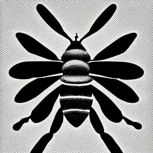 Image similar to black and white illustration, creative design, bee