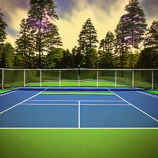 Prompt: Tennis Court on the Floating Island, Digital Art