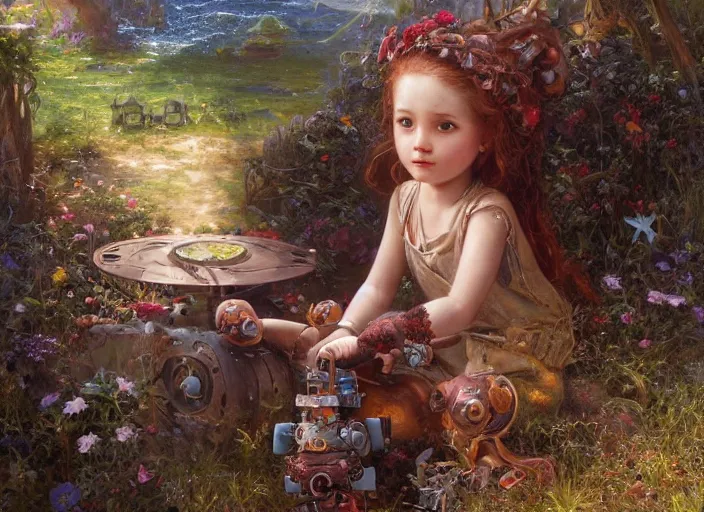 Image similar to a rusty broken down little robot, Lilia Alvarado, Sophie Anderson, Mark Arian, Bob Byerley, Charlie Bowater, Mark Brooks, Steve Henderson, Justin Gerard, Arthur Hughes, Edward Robert Hughes, Mark Keathley, Victor Nizovtsev, Carlos Shwabe, Ross Tran, WLOP