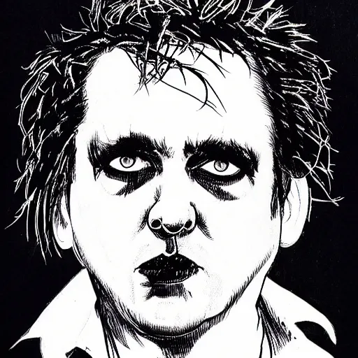 Image similar to robert smith, portrait, by guido crepax