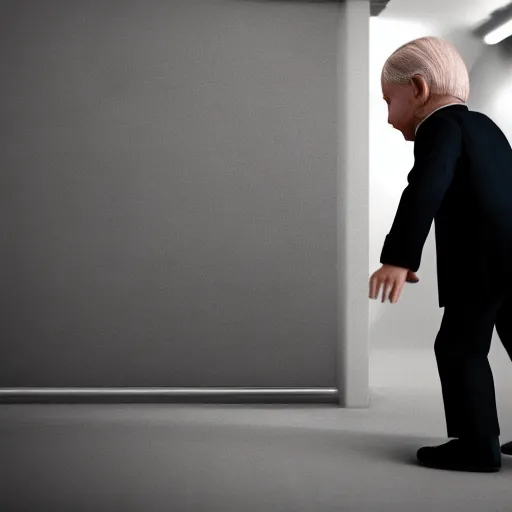 Prompt: joe biden chasing a child in the backrooms level 0, hyper - realistic, 4 k, octane - render, realistic.