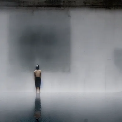 Prompt: empty swimming pool, dark, moody, foggy, liminal, made by Sean Yoro, Zhang Kechun and Chie Yoshii, washed colors, high details, realistic