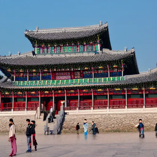 Prompt: seoul, gyeongbokgung palace, future city