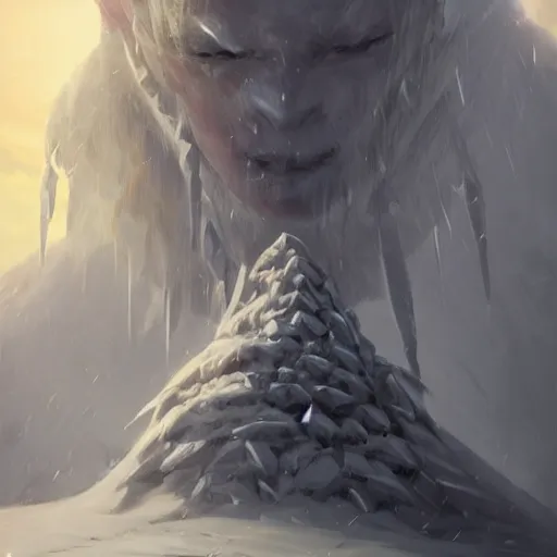 Image similar to cold portrait of ice spikes rising from the ground, epic fantasy style, in the style of Greg Rutkowski, hearthstone artwork