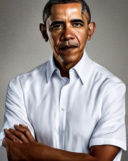 Prompt: a portrait of barack obama as a mercedes f 1 driver in a white overall with the face of barack obama, outdoor, professional portrait photography, ambient light