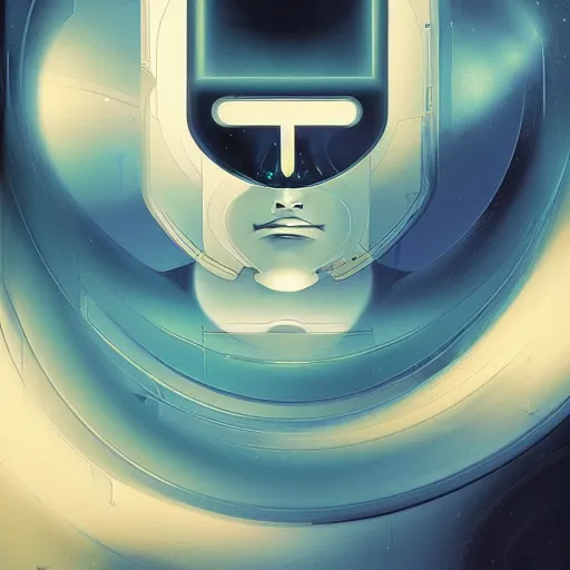 Image similar to scifi futurism automaton minimalism chrome by peter mohrbacher art Hajime Sorayama airbrush hyperrealism model abstract shatter fragments cubism futurism pastel blue soft flat minimal minimalism portrait face jackson pollock ukiyo-e lithograph mark ruthko swirl escape noise shimmer glow paint