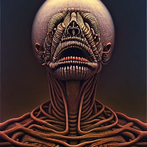 Image similar to grant us eyes, by jeffrey smith, zdzisław beksinski, h. r. giger oil on canvas